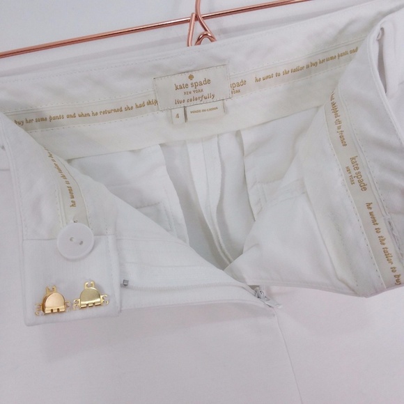 Kate Spade Davis White Gold Pants Cropped Roomy 4 - Picture 4 of 5